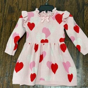 Girls Janie And Jack Valentines Heart Knit Dress Size 18 Months
